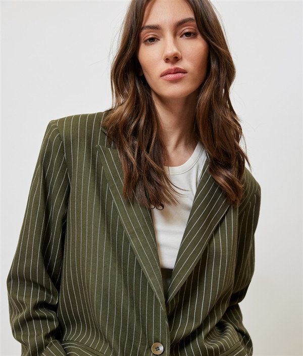SUNSETGO JOSEFINE BLAZER KHAKI STRIPES