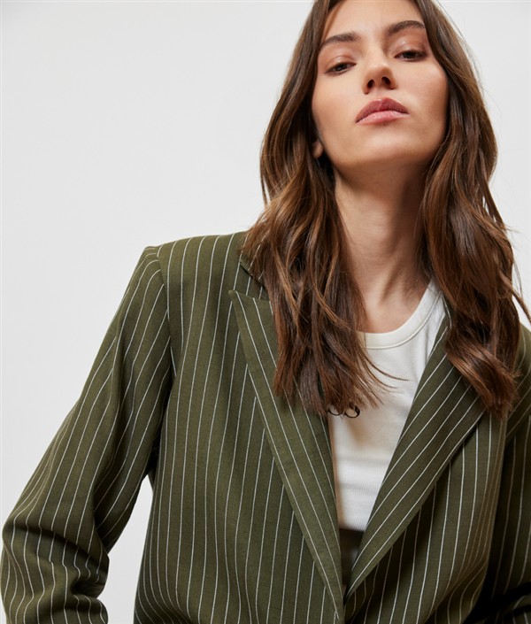 SUNSETGO JOSEFINE BLAZER KHAKI STRIPES
