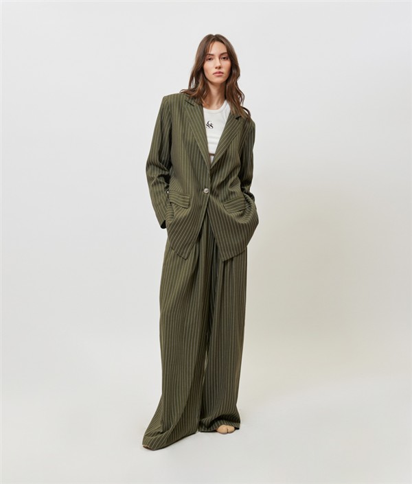 SUNSETGO JOSEFINE BLAZER KHAKI STRIPES