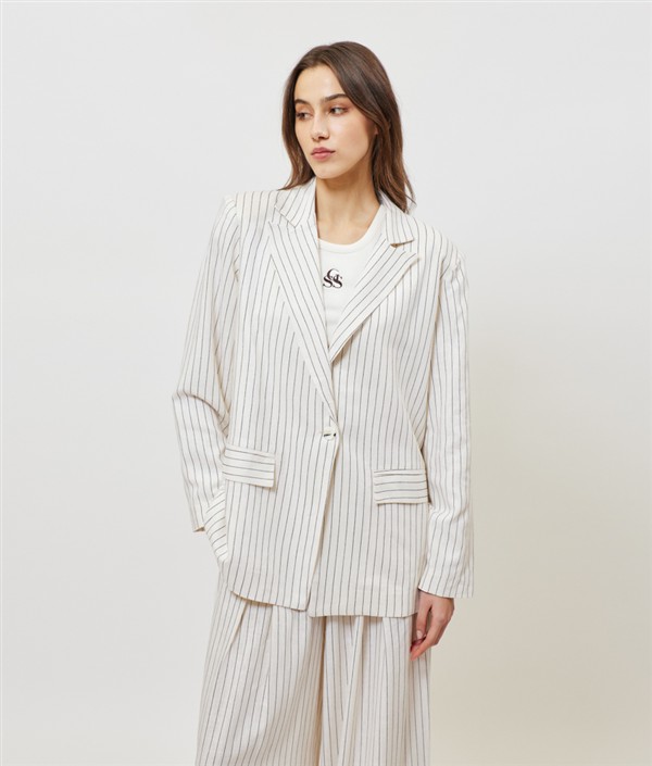 SUNSETGO JOSEFINE BLAZER OFF WHITE STRIPES