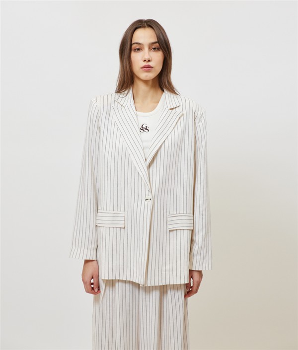 SUNSETGO JOSEFINE BLAZER OFF WHITE STRIPES
