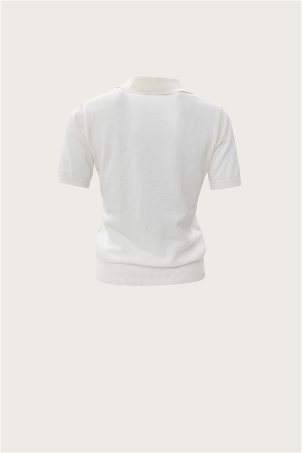 VK ECRU POLO KNITTED T-SHIRT / RHOMBUS