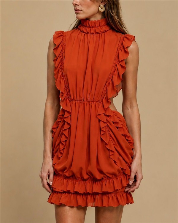 LA CHAINE ALCYONE DRESS TERRACOTTA