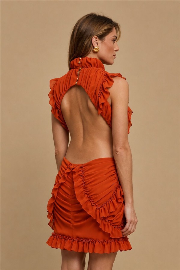 LA CHAINE ALCYONE DRESS TERRACOTTA
