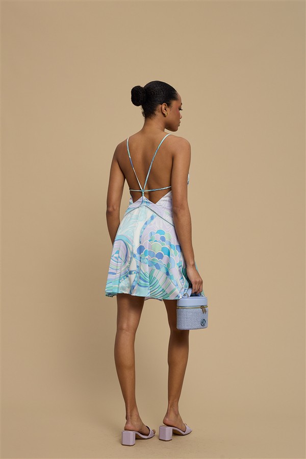 LA CHAINE AMINA DRESS AQUA LILAC