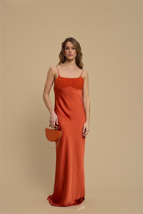 LA CHAINE AURA DRESS BURNT ORANGE