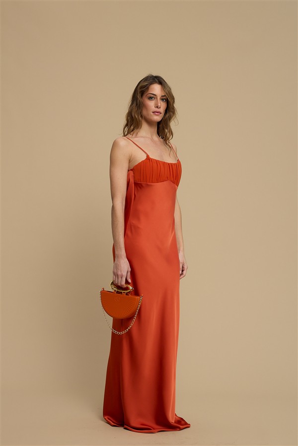 LA CHAINE AURA DRESS BURNT ORANGE