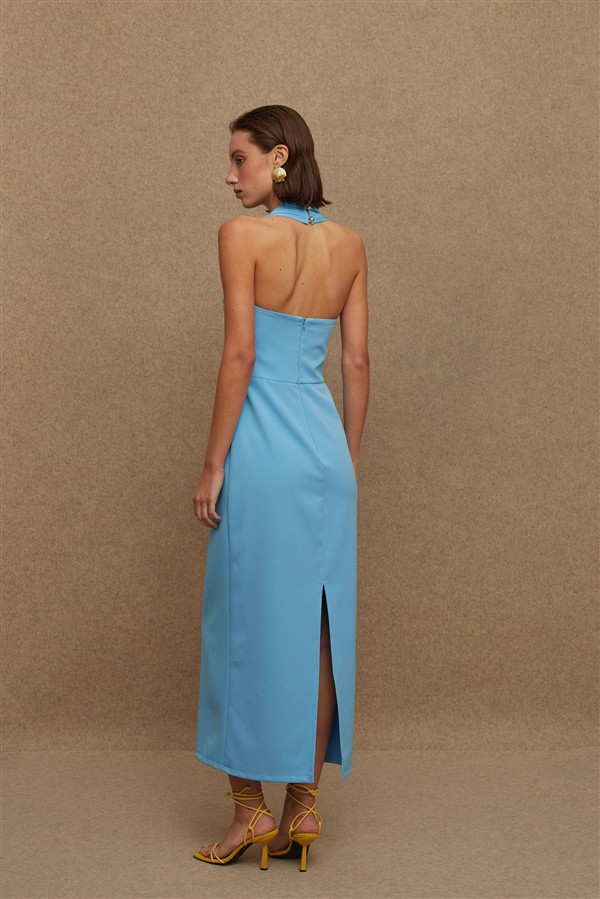 LA CHAINE KALLOS MIDI DRESS CIEL