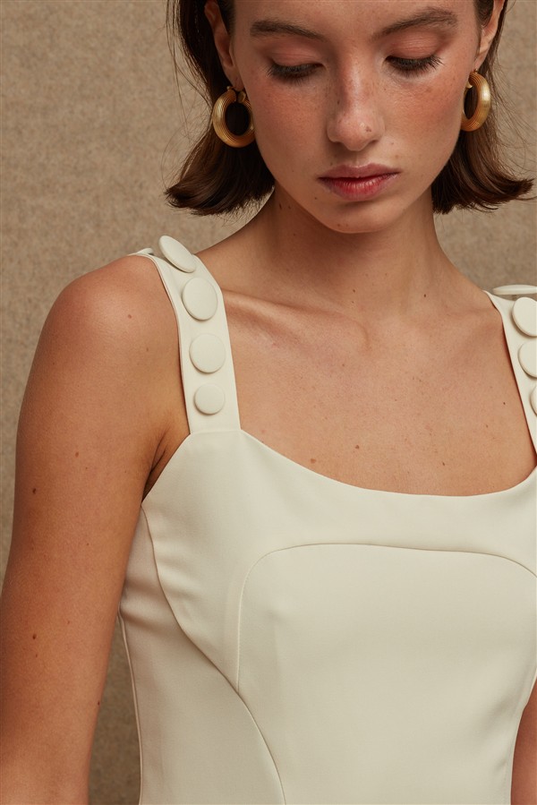 LA CHAINE PEPITA DRESS ECRU