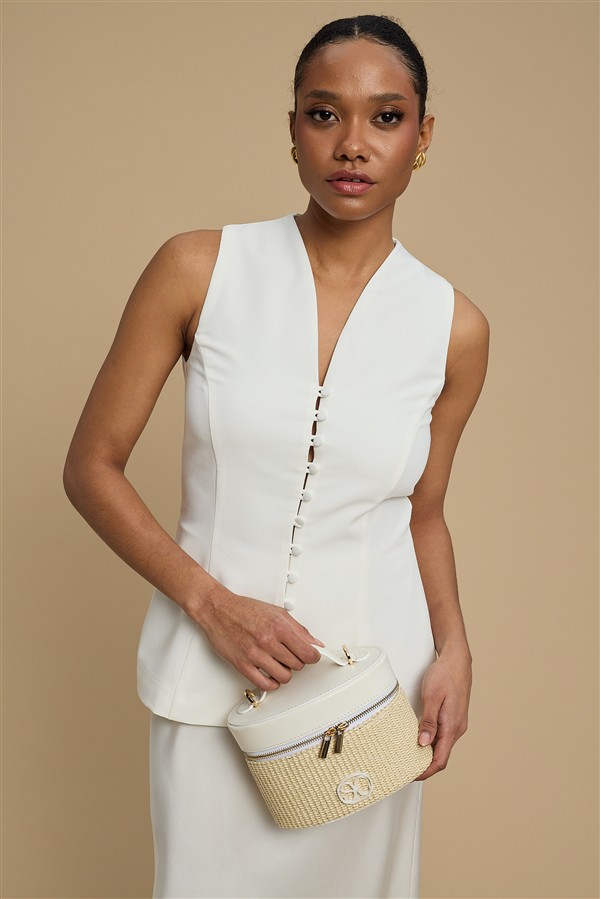 LA CHAINE ROSE VEST WHITE
