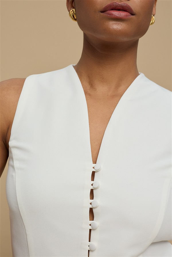 LA CHAINE ROSE VEST WHITE