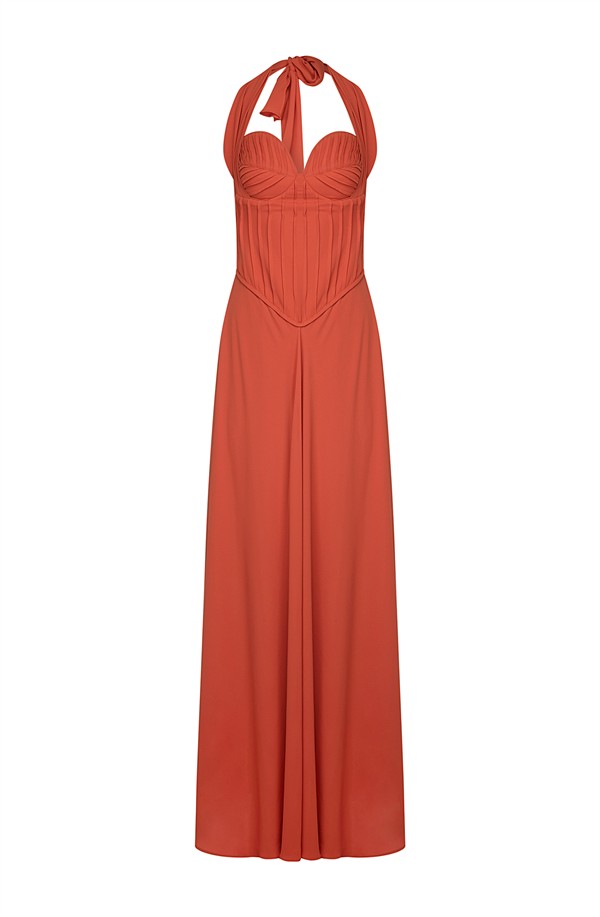 LA CHAINE SELINI DRESS TERRACOTTA