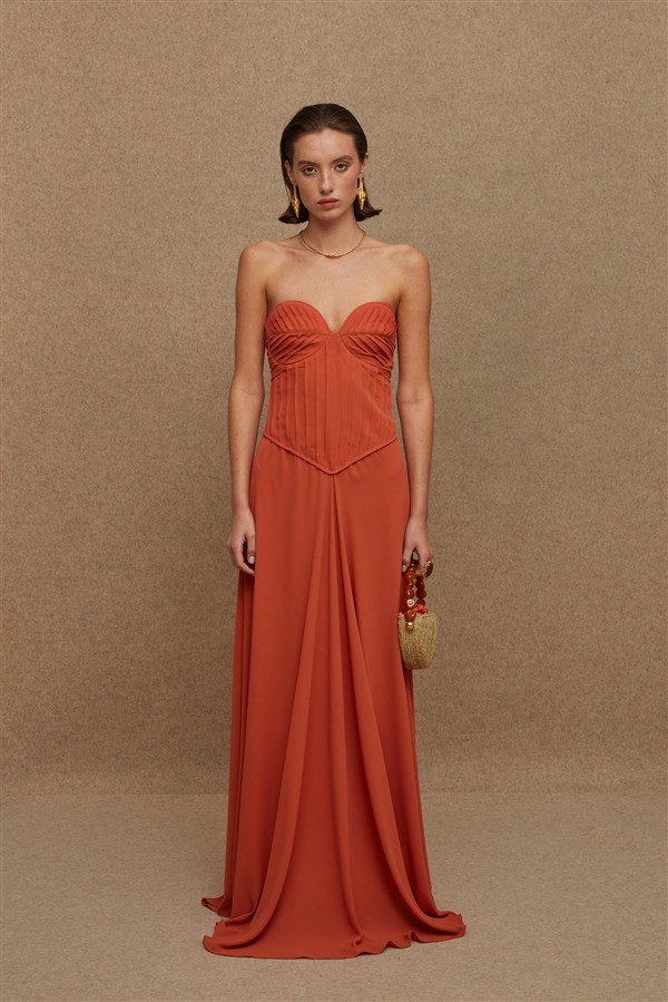 LA CHAINE SELINI DRESS TERRACOTTA