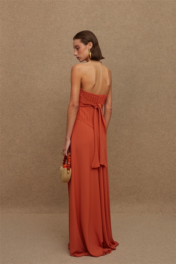LA CHAINE SELINI DRESS TERRACOTTA
