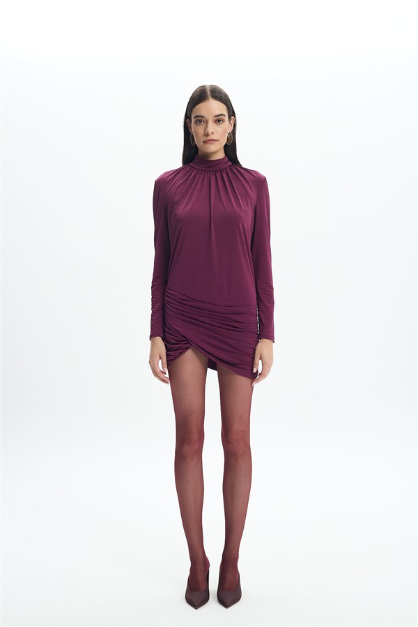 LA CHAINE MAIA MINI DRESS CHERRY LACQUER