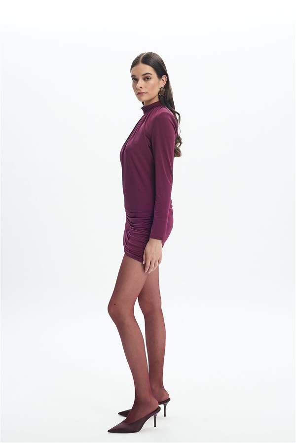LA CHAINE MAIA MINI DRESS CHERRY LACQUER