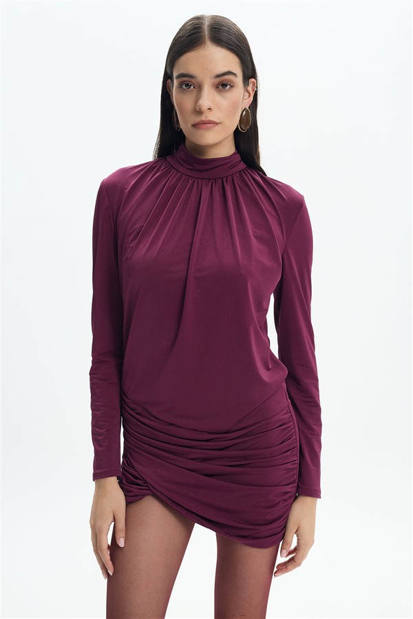 LA CHAINE MAIA MINI DRESS CHERRY LACQUER