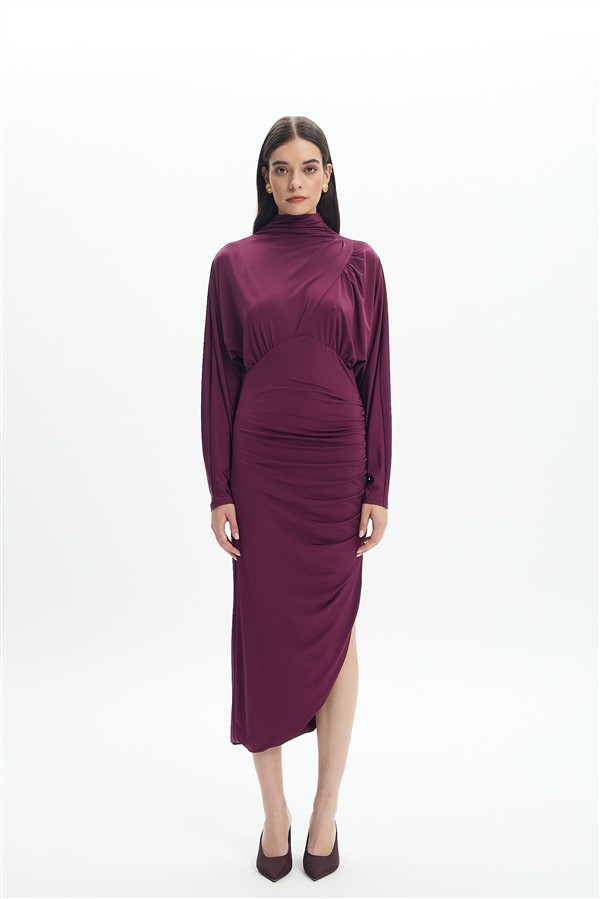 LA CHAINE MAIA MIDI DRESS CHERRY LACQUER