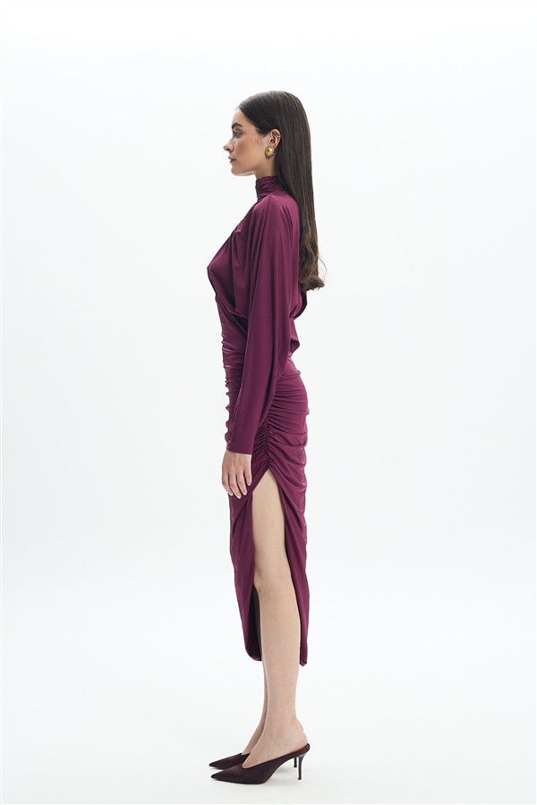 LA CHAINE MAIA MIDI DRESS CHERRY LACQUER