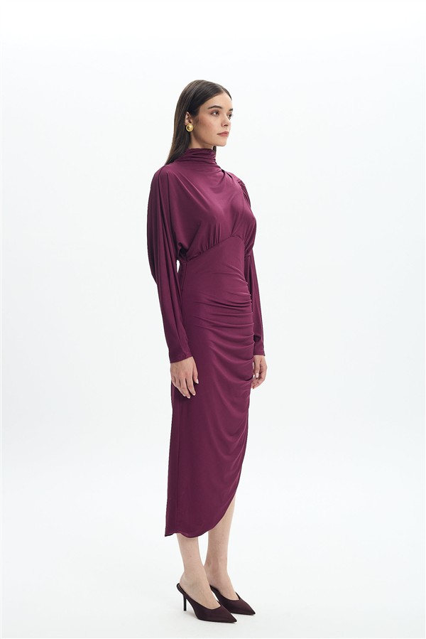 LA CHAINE MAIA MIDI DRESS CHERRY LACQUER