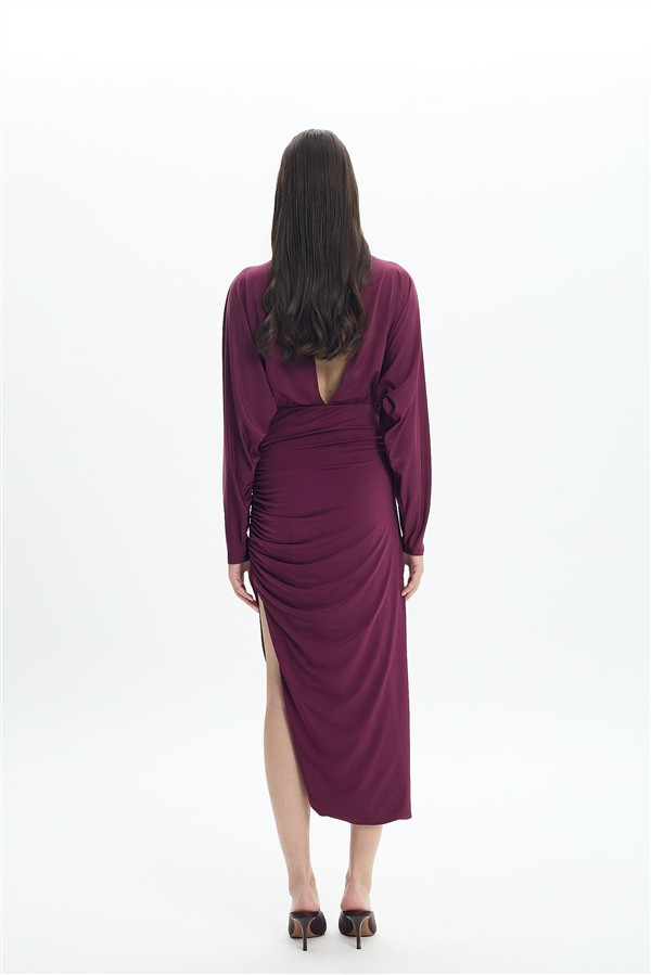 LA CHAINE MAIA MIDI DRESS CHERRY LACQUER