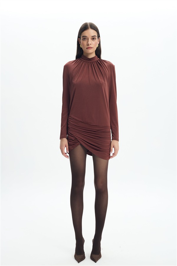 LA CHAINE MAIA MINI DRESS BROWN