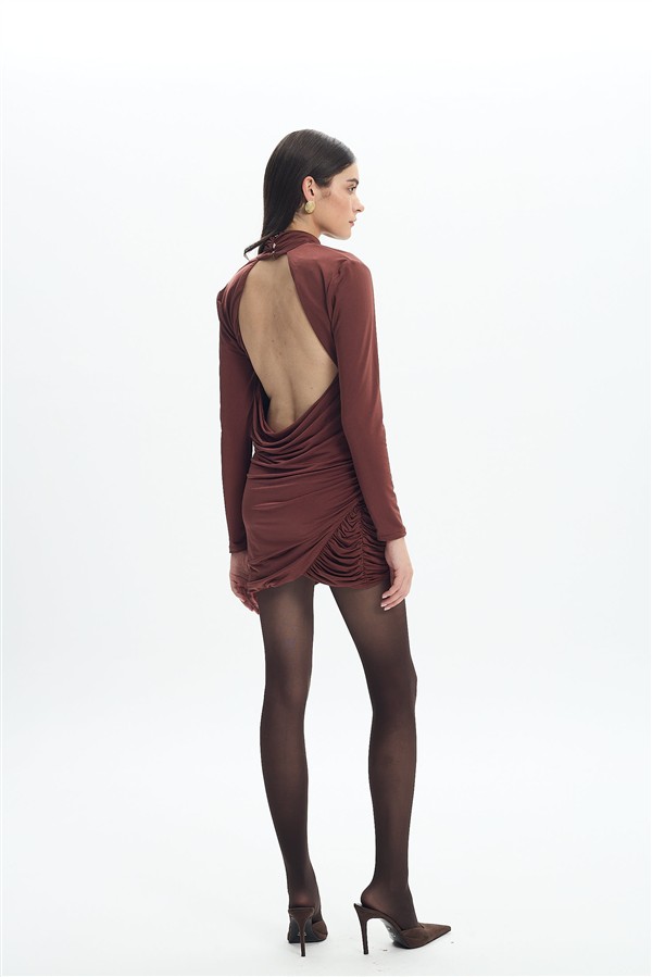 LA CHAINE MAIA MINI DRESS BROWN