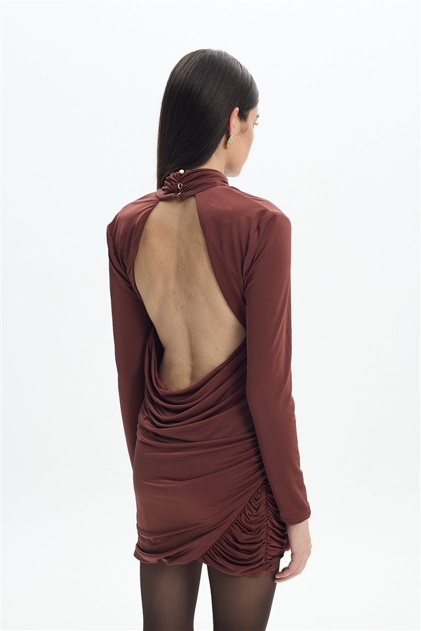 LA CHAINE MAIA MINI DRESS BROWN