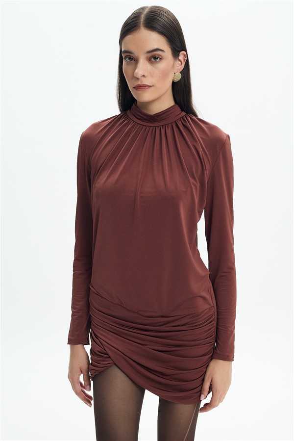 LA CHAINE MAIA MINI DRESS BROWN