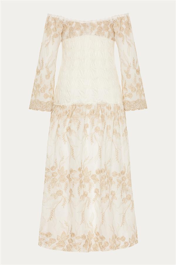 NIDODILEDA MUSE DRESS OFF WHITE/BEIGE