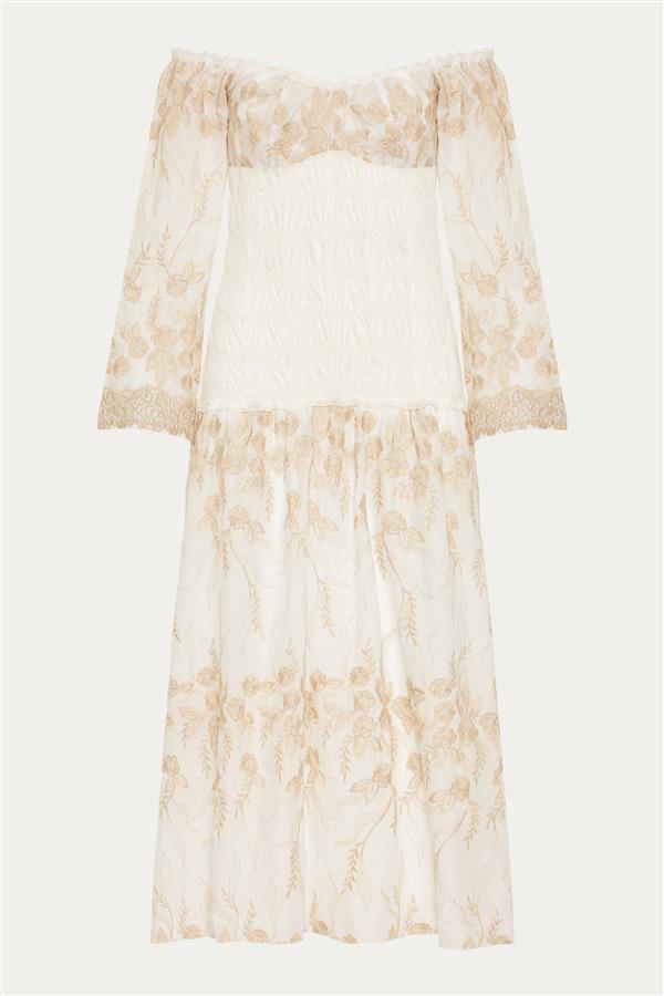 NIDODILEDA MUSE DRESS OFF WHITE/BEIGE