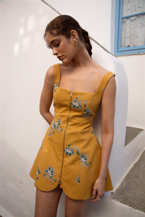NIDODILEDA AFAR GILET DRESS YELLOW
