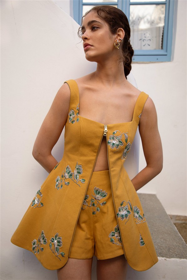 NIDODILEDA AFAR GILET DRESS YELLOW