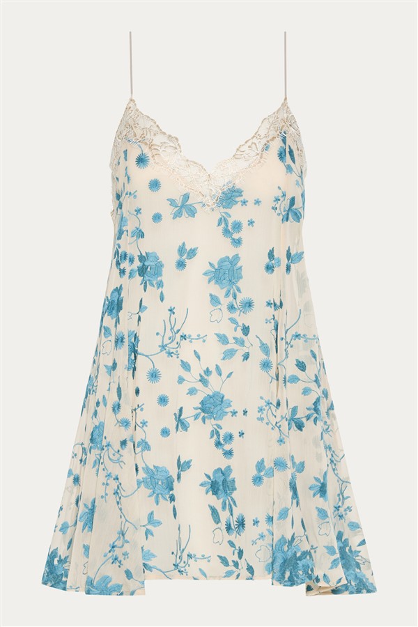 NIDODILEDA ANOR MINI DRESS ECRU/LIGHT BLUE