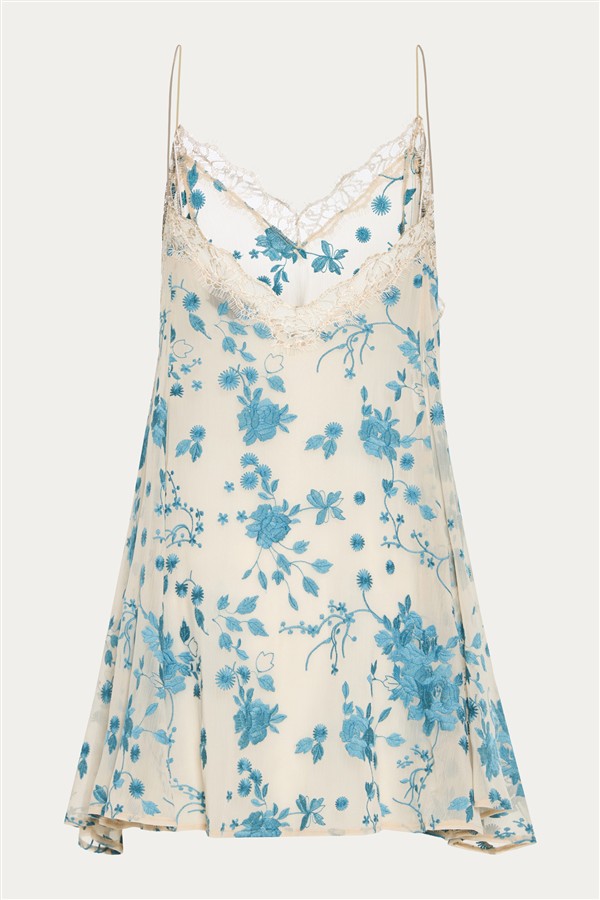 NIDODILEDA ANOR MINI DRESS ECRU/LIGHT BLUE