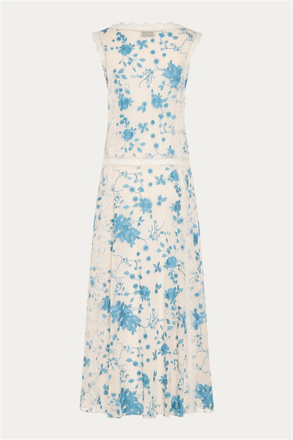 NIDODILEDA ARRIVAL DRESS ECRU/LIGHT BLUE