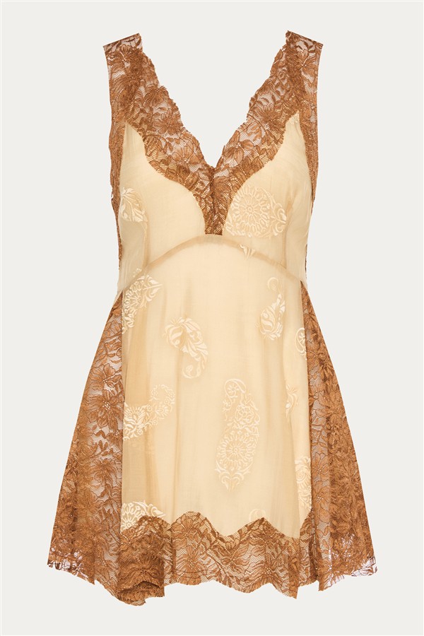 NIDODILEDA BETWEEN TOPDRESS LIGHT YELLOW/BROWN