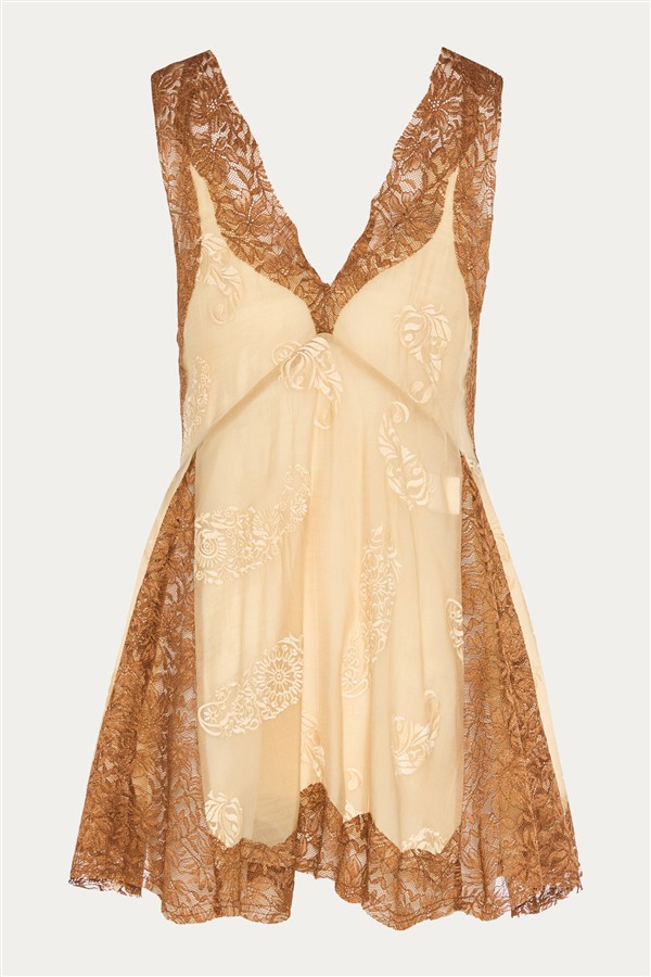 NIDODILEDA BETWEEN TOPDRESS LIGHT YELLOW/BROWN