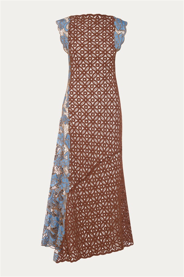 NIDODILEDA CONLFUENCE DRESS BROWN/DUSTY BLUE