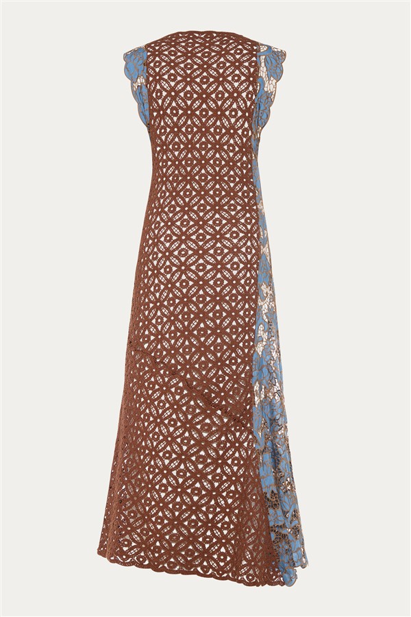 NIDODILEDA CONLFUENCE DRESS BROWN/DUSTY BLUE