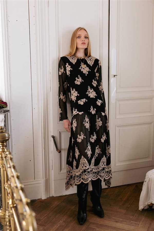 NIDODILEDA JENNA DRESS BLACK/BEIGE