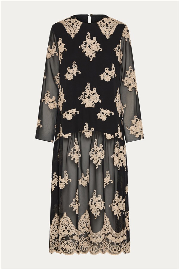 NIDODILEDA JENNA DRESS BLACK/BEIGE