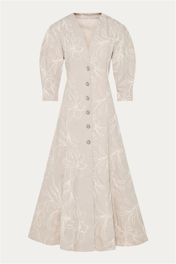 NIDODILEDA LINE GILET DRESS OFF WHITE/BEIGE