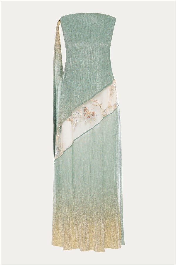 NIDODILEDA MIREILLE DRESS LIGHT GREEN/GOLD