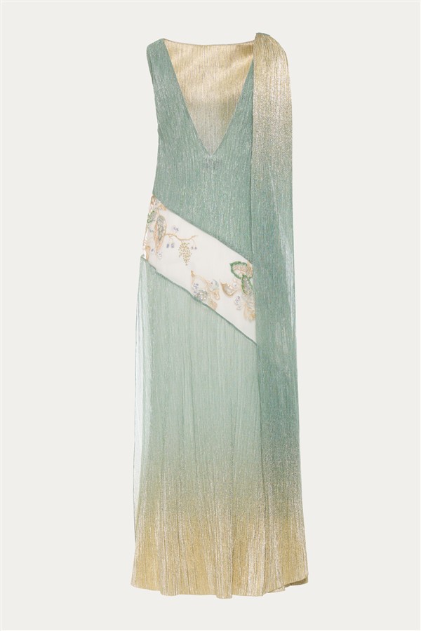 NIDODILEDA MIREILLE DRESS LIGHT GREEN/GOLD
