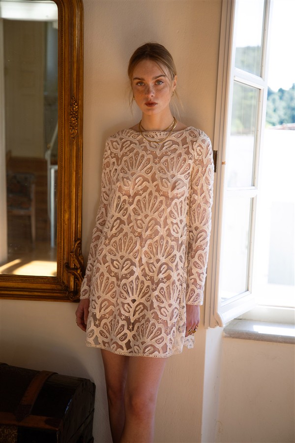 NIDODILEDA OPENNESS MINI TOPDRESS OFF WHITE
