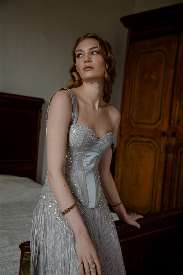 NIDODILEDA SKYE CORSET TOP SILVERY GREY