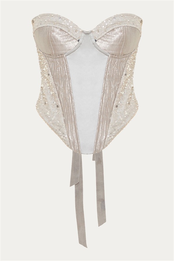 NIDODILEDA SKYE CORSET TOP SILVERY GREY