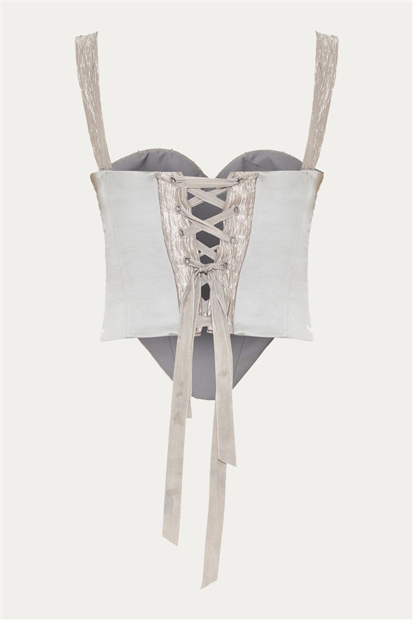 NIDODILEDA SKYE CORSET TOP SILVERY GREY
