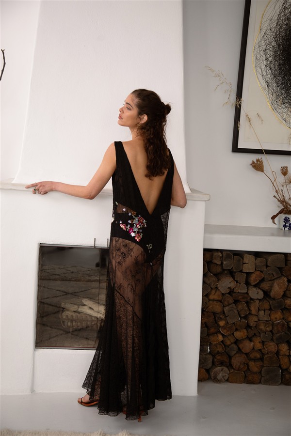 NIDODILEDA SPIRAL DRESS BLACK